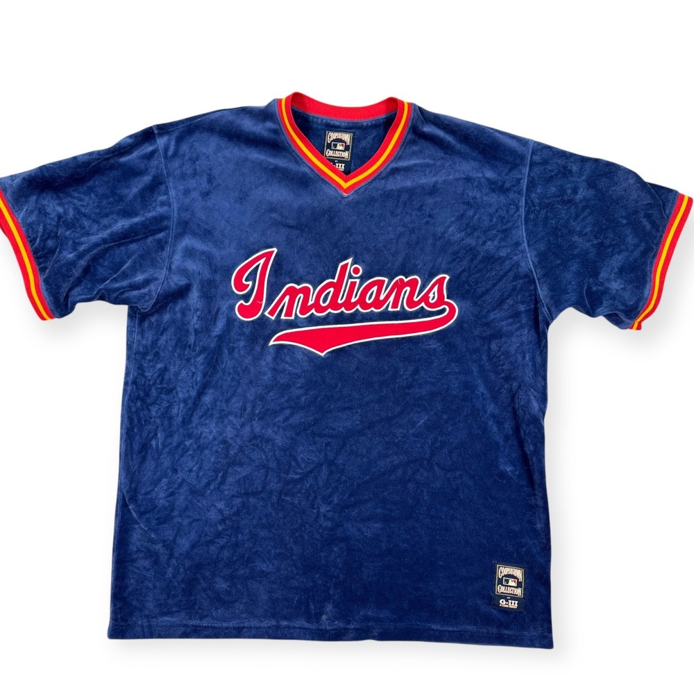 Cleveland Indians Baseball Jersey Men's XL‎ Cooperstown Velour G-III Vintage Y2K
